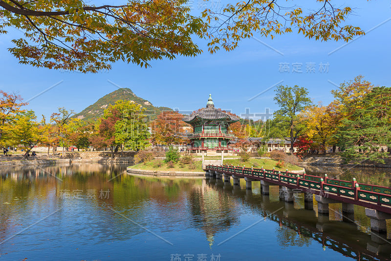 韩国首尔庆福宫的秋天