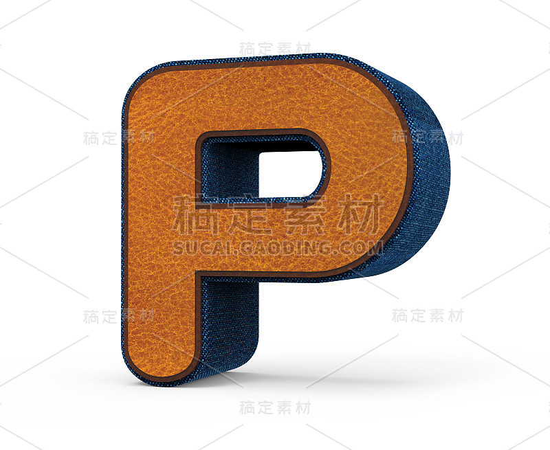 右倾斜棕色字母P