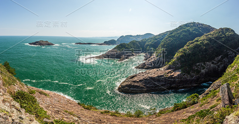 九州宫崎县旭贺角美丽的海岸线。