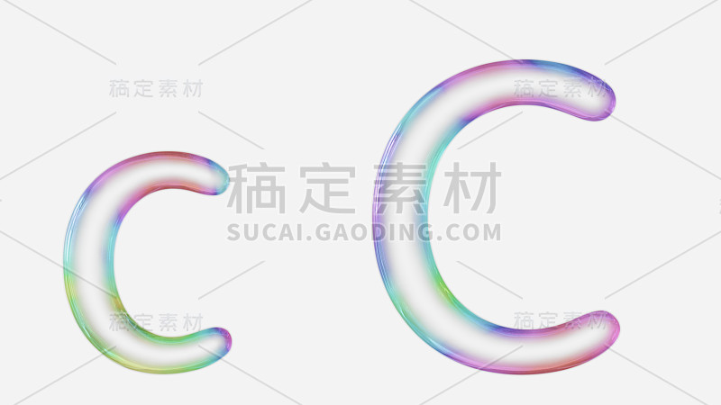 色彩鲜艳的大写和小写字母c使用气泡渲染