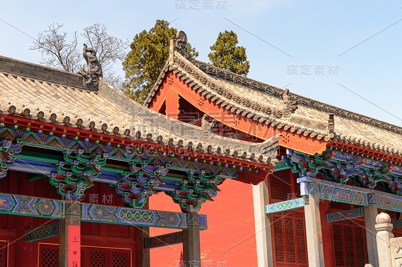 在正宗少林寺(少林寺)的宝塔，一个禅宗佛教寺庙。联合国教科文组织世界遗产