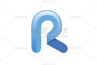 创意亮蓝色字母R符号设计