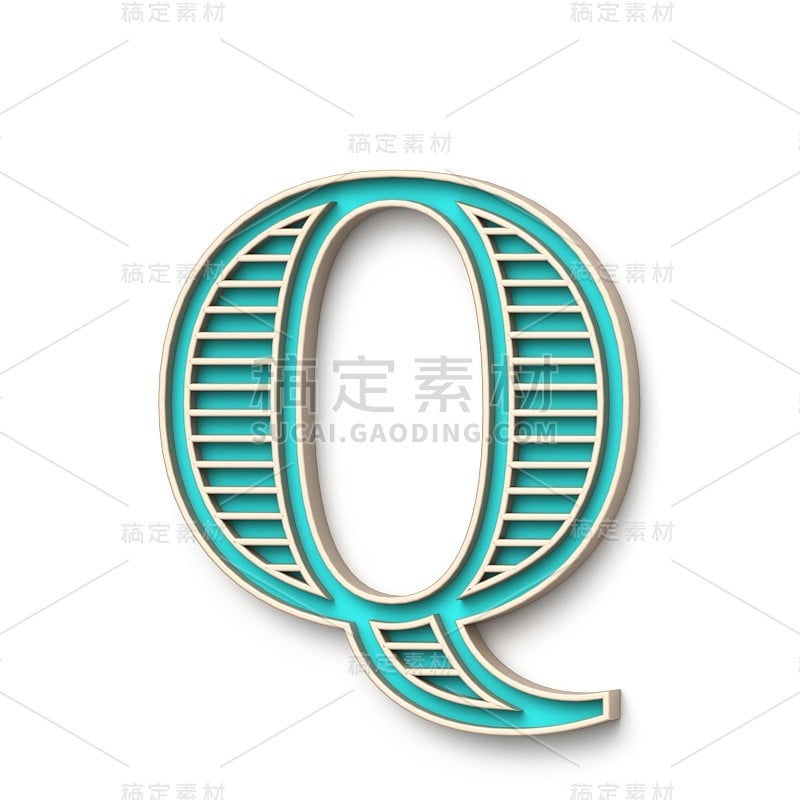 经典老式字体字母Q 3D