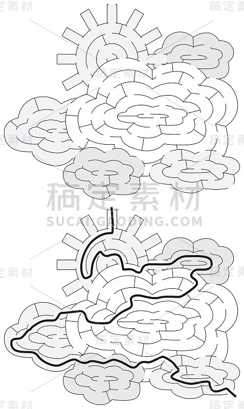 简单的太阳和云彩迷宫