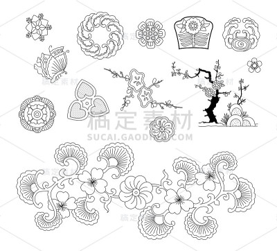 亚洲传统设计，亚洲印刷艺术的象征。矢量图