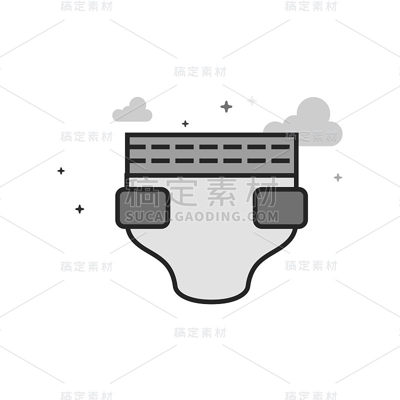 平面灰度图标-尿布