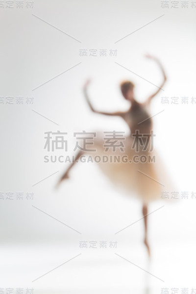 白色背景上芭蕾舞女演员模糊的剪影