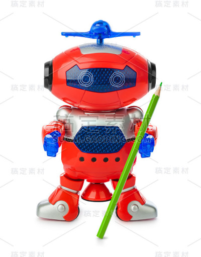 带铅笔的玩具机器人