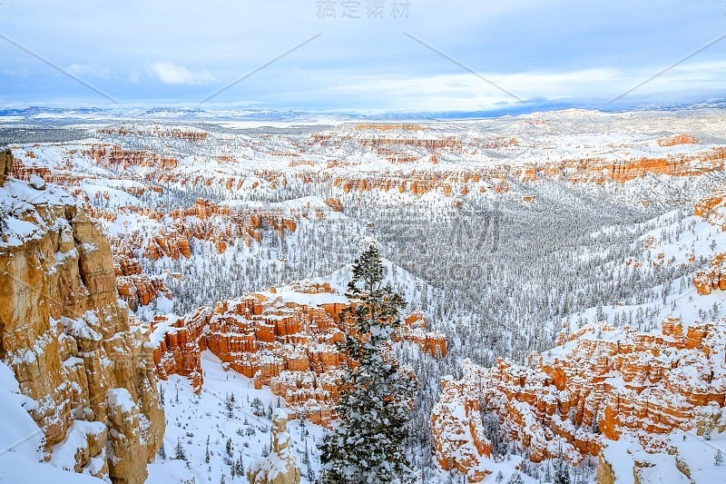 布莱斯峡谷国家公园的冬天雪