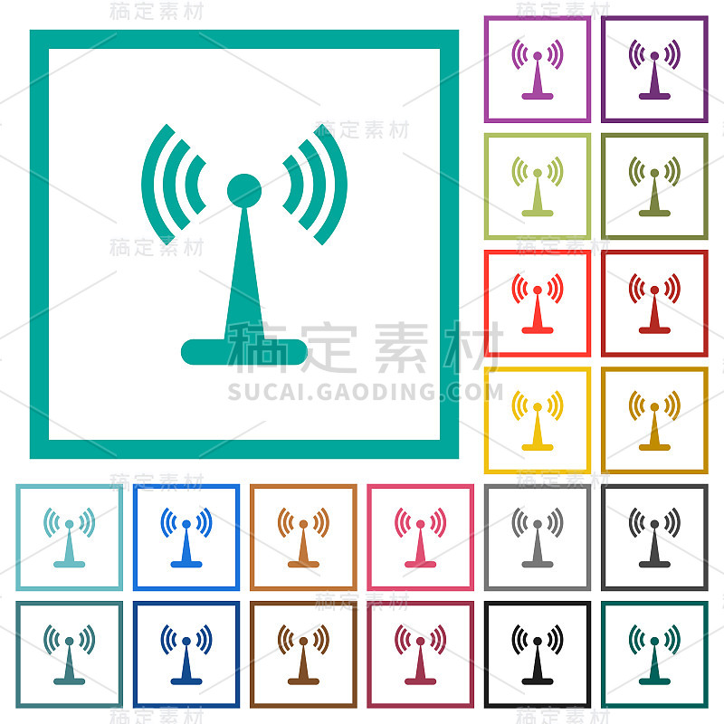 带象限帧的Wlan网络平面颜色图标