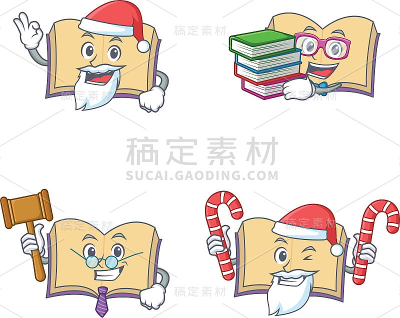 Set of open book character with Santa candy judge 