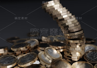 一堆下落的一英镑硬币