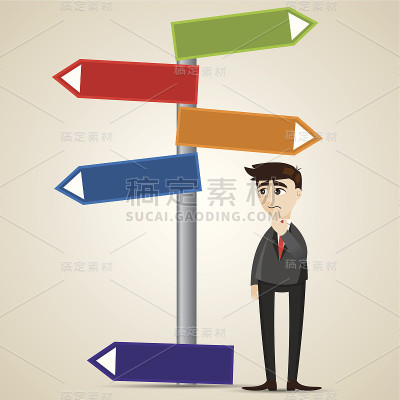 卡通商人与空白标志