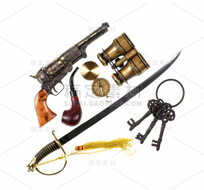 白色背景上的海盗武器