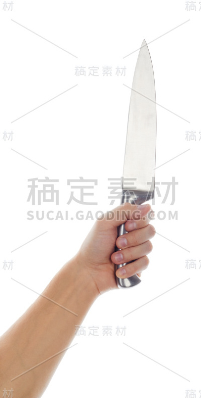 男手里拿着一把银色的大菜刀