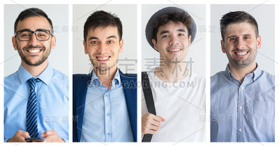 一群自信的男人微笑着看着镜头