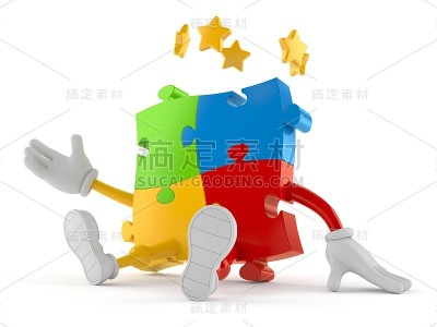 头周围有星星的拼图游戏角色