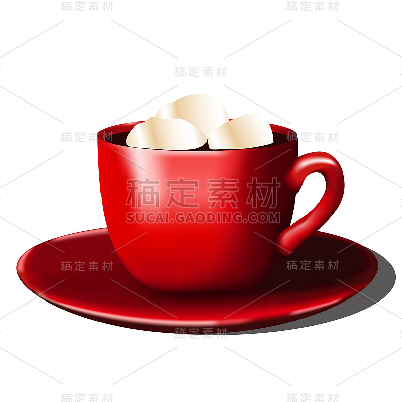 Red cup of coffee and marshmallows.