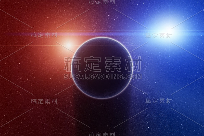 行星与双星和星云的背景