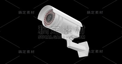 黑色3D渲染闭路电视摄像机