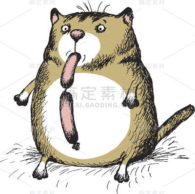 被香肠叼在嘴里的搞笑猫