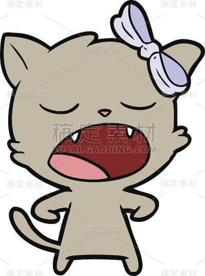 卡通猫打呵欠