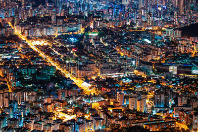 香港夜景，九龙区，从狮子山拍摄。