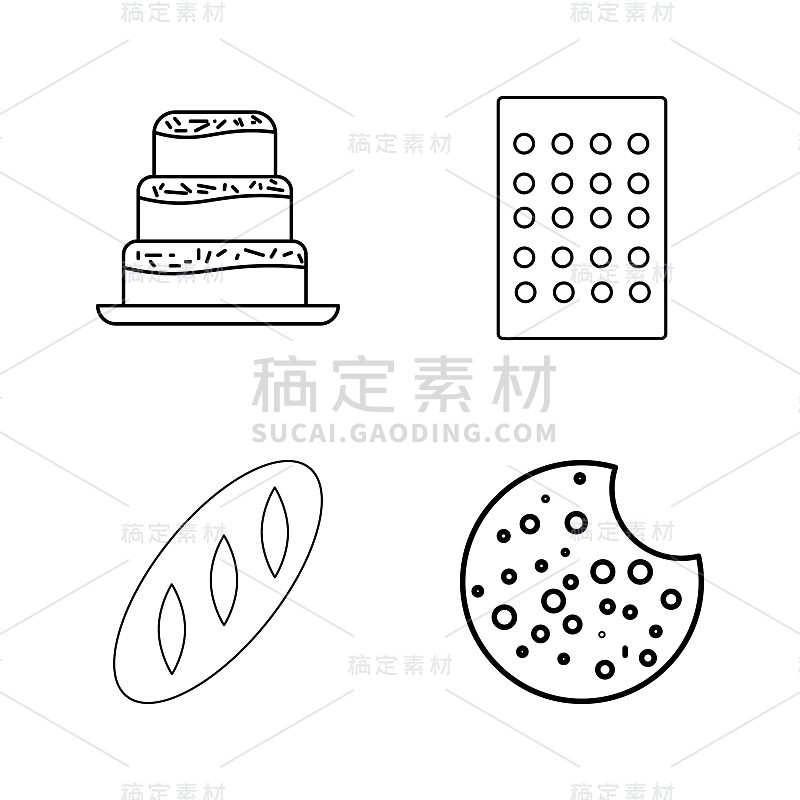 食物和饮料线性图标设置