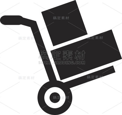 手推车运输货物，网页图标。矢量设计