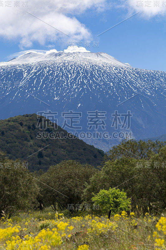 意大利西西里岛东海岸的危险活跃成层火山埃特纳火山