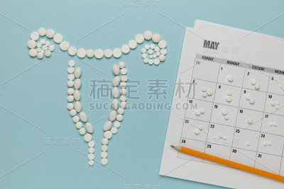 女性子宫的健康和治疗。药丸制成的子宫