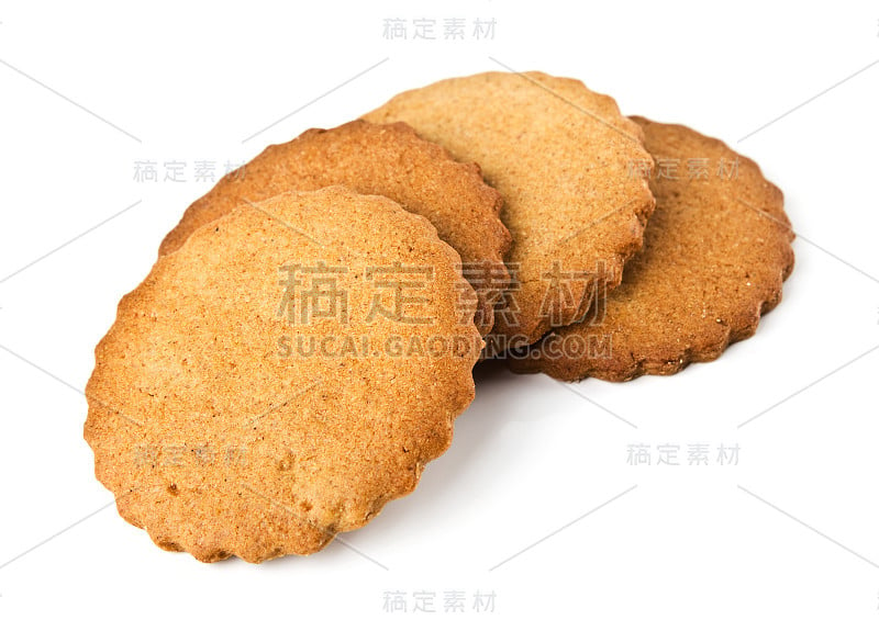 酥饼饼堆在白色的孤立