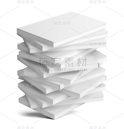 一堆白色的空书。孤立的