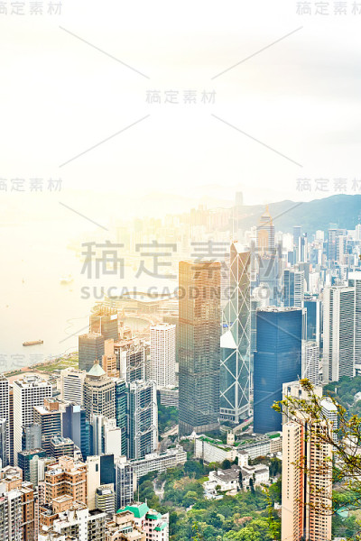 上午香港市区全景鸟瞰
