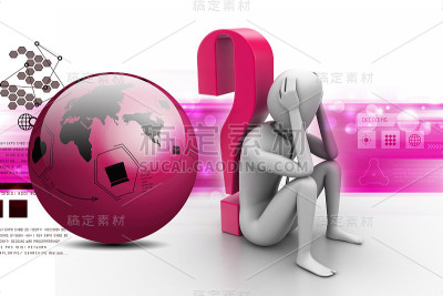 3d男人坐在问号上