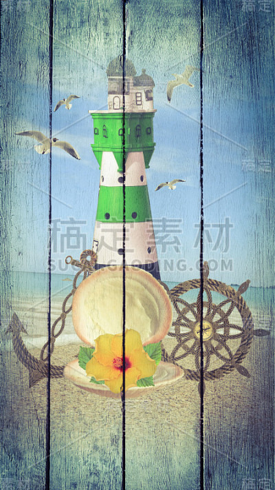 把舵锚放在木头上