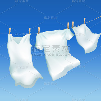 逼真的细节3d衣服挂出来。向量