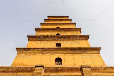 大雁塔建筑群，一座佛教宝塔，中国陕西省西安市。它建于唐代652年。联合国教科文组织世界遗产