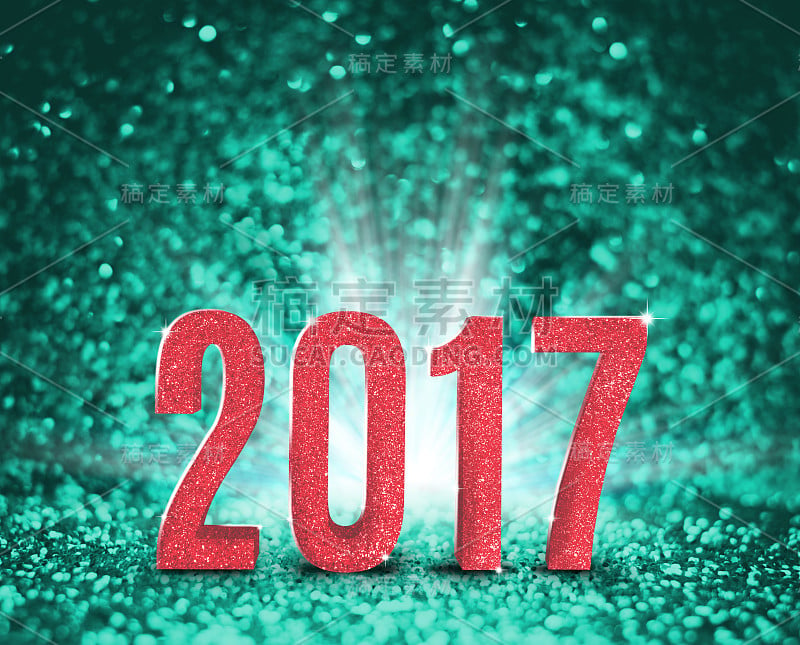 2017年新年用红色的闪光纹理与探索光