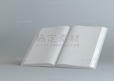 白色空白打开的书在灰色的背景