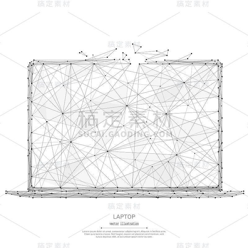 笔记本电脑低聚黑色对白色