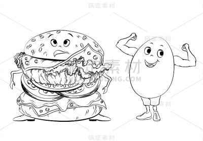 波普艺术背景下的经典汉堡。黑白大三明治