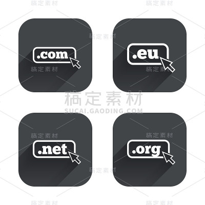 顶级域名的迹象。Com, Eu, Net和Org。