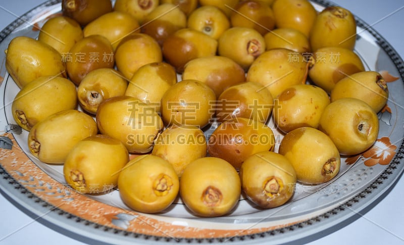 黄生枣甜果盘合，天然能量饮食健康营养食品