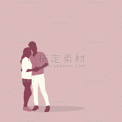 剪影情侣拥抱与复制空间