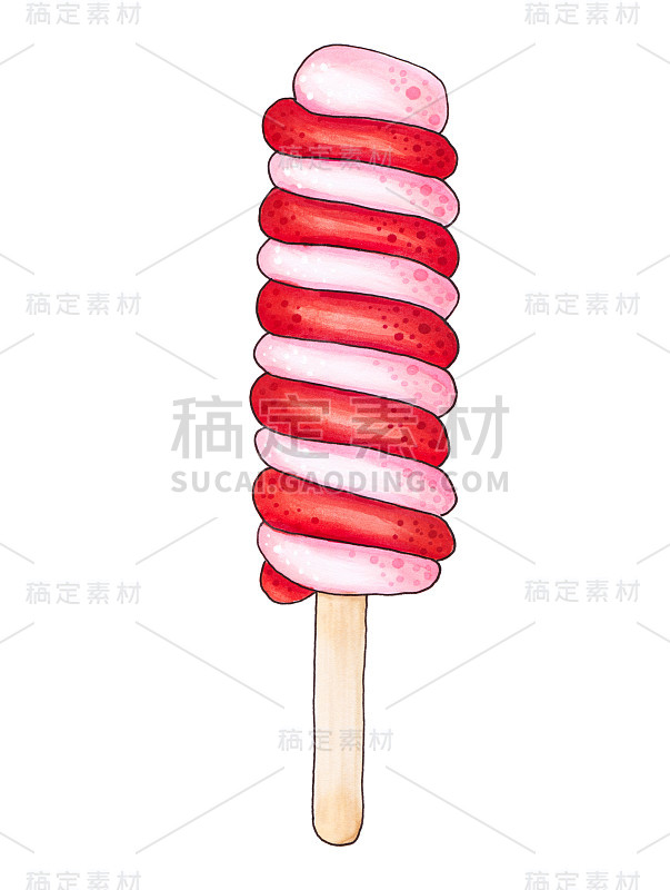 水果冰棒。手绘标记插图。