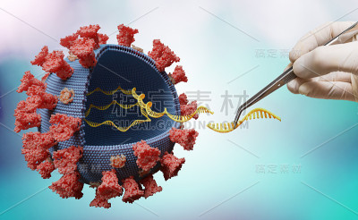 科学家正在实验室中修改病毒RNA中的基因。生物学和病毒遗传学的概念。