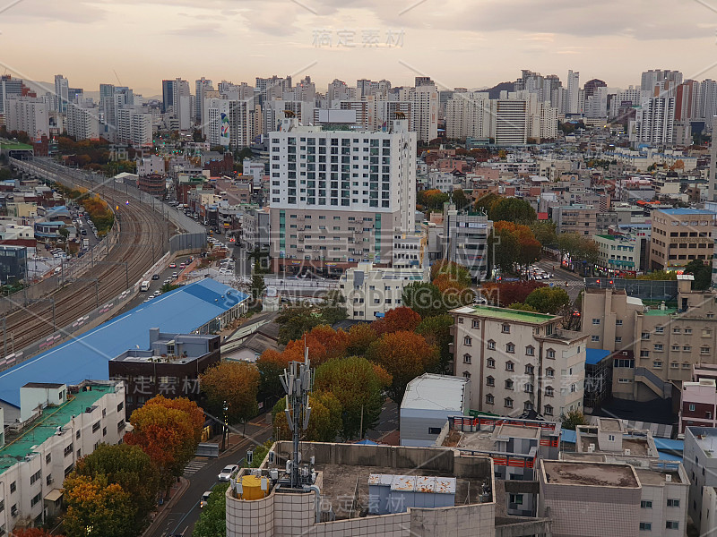 韩国大邱市，望向水城区