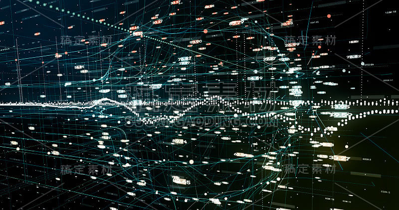 摘要数字网络数据背景，三维渲染