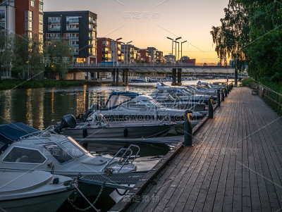 晚上在斯德哥尔摩的Hammarby Sjostad